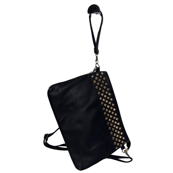 Yoki Black Gold Studed Crossbody Clutch Wristlet Zip Closure Goth Y2K Bikercore - Picture 5 of 9